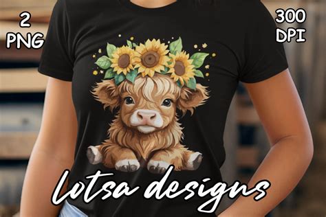 Highland Cow Sunflowers Graphic By Lotsa Designs Creative Fabrica