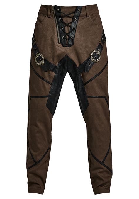 Pantalon Steampunk Marron Punk Rave Pour Homme Avec Des Pi Ces De