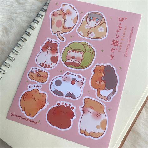 Chonky Cats V6 Sticker Sheet Cherrys Illustrations