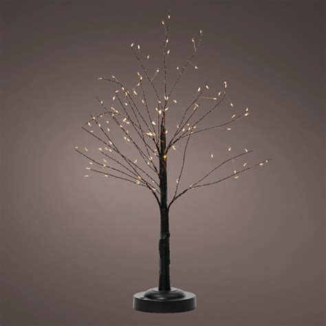 Arbre Lumineux Piles Led H Cm Bouleau Black Blanc Chaud