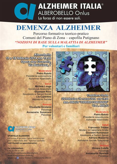 Demenza Alzheimer Percorso Formativo Teorico Pratico Alzheimer