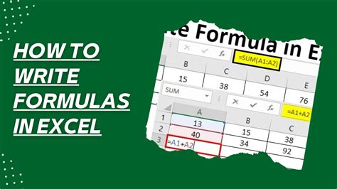 How To Write Formulas In Excel