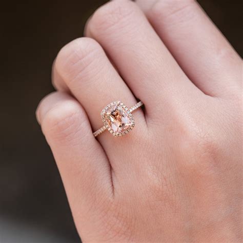 Elongated Cushion Cut Morganite Engagement Ring Rose Gold Etsy