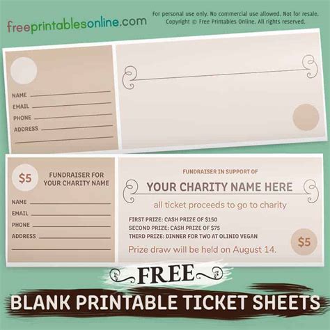 Free Blank Fundraiser Printable Tickets - Free Printables Online