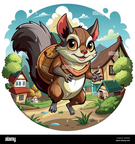 flying squirrel left walks house vector ai generated image clipart