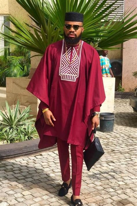 Burgundy African Groom Suit Agbada Babariga Pcs Men S African