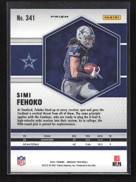 2021 Panini Mosaic Rookies Silver Prizm 341 Simi Fehoko RC For