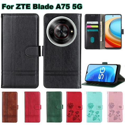 For Funda ZTE Blade A75 5G Case Wallet Phone Coque Flip Capa Leather