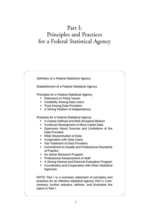 Part I Principles And Practices For A Federal Statistical Agency