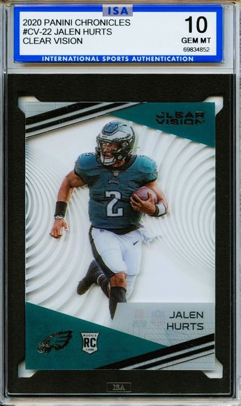 2020 Panini Chronicles CV 22 Jalen Hurts Clear Vision Gem Mint ISA 10