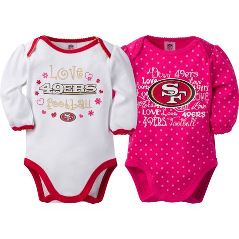 Nfl San Francisco 49ers Baby Girls Long Sleeve Bodysuit Set 2 Pack