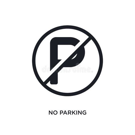 Black No Parking Isolated Vector Icon Simple Element Illustration From