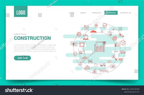 Construction Concept Circle Icon Website Template Stock Vector Royalty