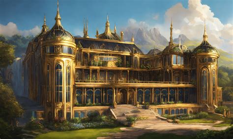 Lexica Drawing Of The Full Image Of A Massive Black And Gold Elegant High Elf Sci Fi Palace