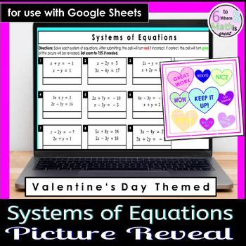 Systems Of Equations Self Checking Activity Valentine S Day Tpt