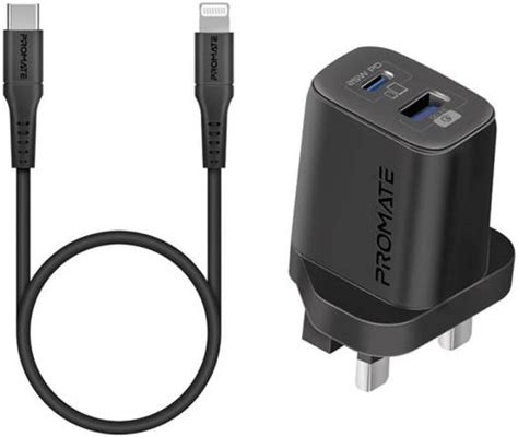 Promate W Power Delivery Dual Port Adapter Ultra Fast Usb C To