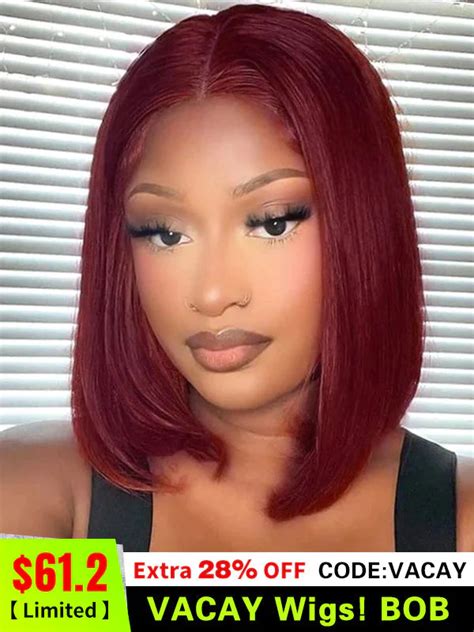 Reddish Brown Wigs Invisible Glueless Lace Bob Straight Human Hair