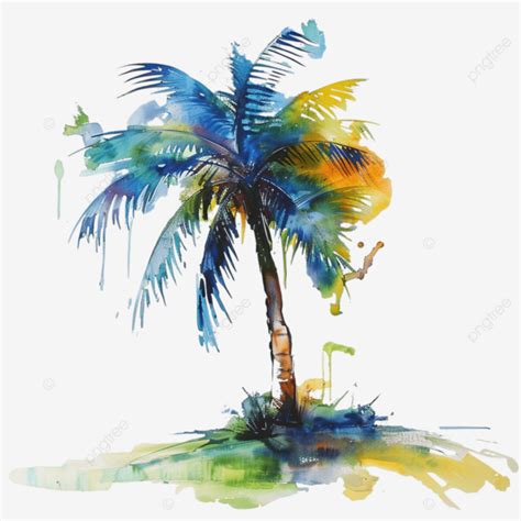 Abstract Watercolor Painting Of Palm Tree Art Painting Palm Tree Png