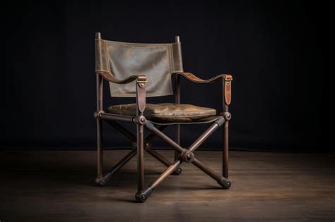 Premium AI Image A Wooden Chair With A Leather Seat And A Leather