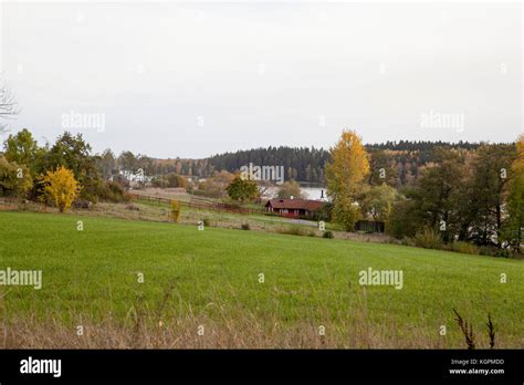 LANDSCAPE with a small farm by the lake in Södermanland 2017 Stock Photo - Alamy