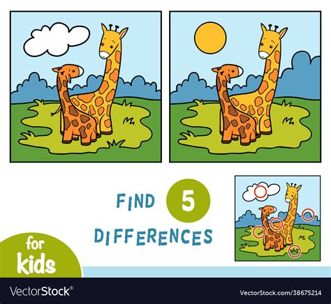 Find Differences Game For Children Two Giraffes Vector Image