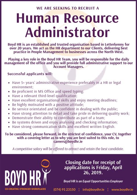 Job Vacancy Boyd Hr Recruiting Hr Administrator Donegal Daily