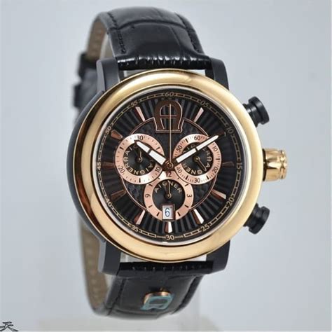 Jam Tangan Pria Aigner Bari Chrono A37524 Leather Original Swiss Made