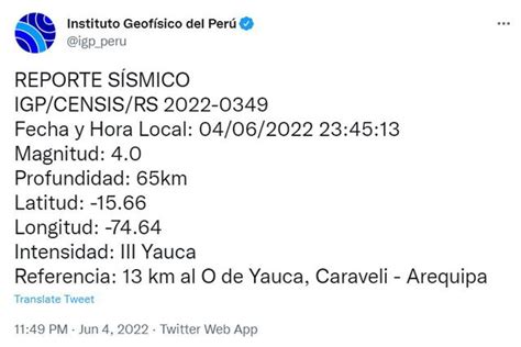 Temblor en Arequipa HOY 04 de junio de 2022 dónde fue el epicentro del