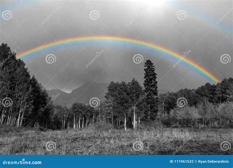 Full Rainbow Above Black and White Landscape in Colorado Stock Photo ...