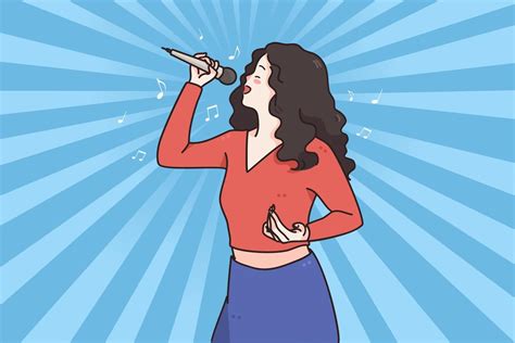 Mujer Cantante Y Concepto De Karaoke Joven Mujer Morena Positiva