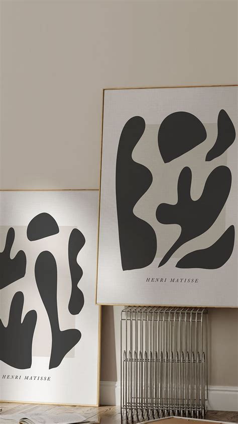 Set Of 2 Henri Matisse Printable Wall Art Black Beige Matisse Abstract