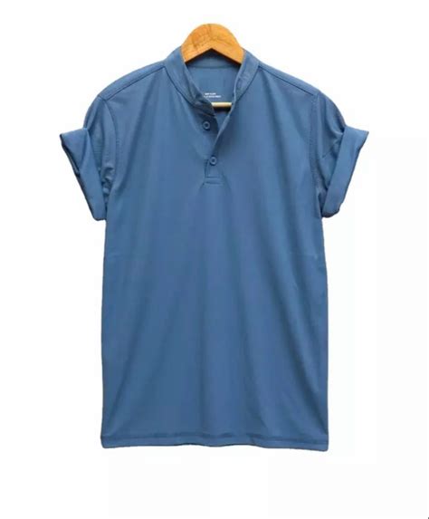 Hosiery Blue Men Henley Neck Cotton Plain T Shirt At Rs 500 In Gandhinagar