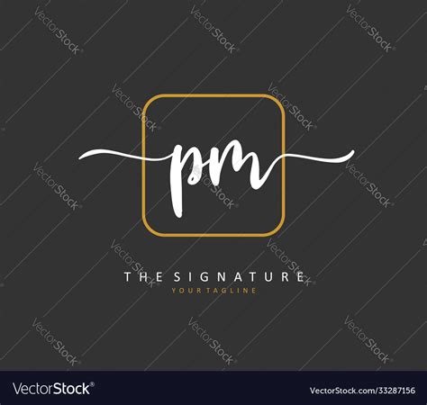 P M Pm Initial Letter Handwriting And Signature Vector Image