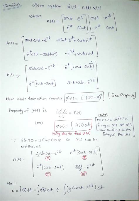 Solved Find The State Transition Matrix For The System X A