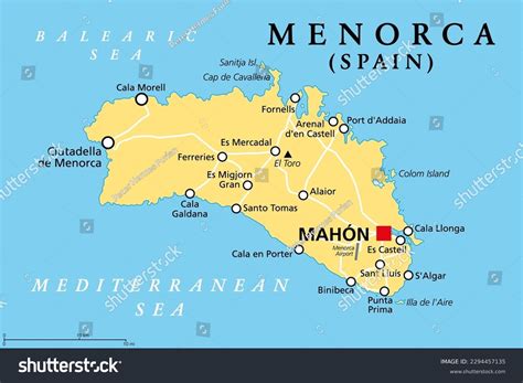 Menorca Minorca Political Map Capital Mahon Stock Vector (Royalty Free ...