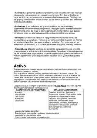 Chea Estilos De Aprendizaje Pdf