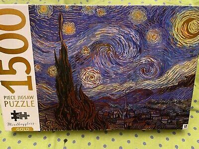 Mindbogglers Gold Starry Night By Van Gogh 33x26 Puzzle 1500 Pieces