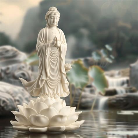 Premium Photo Water Lotus Buddha Statue Buddha Standing On A Lotus