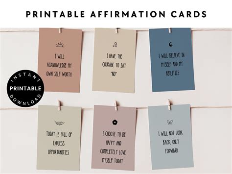 Printable Affirmation Cards Affirmation Deck Motivational Cards Self