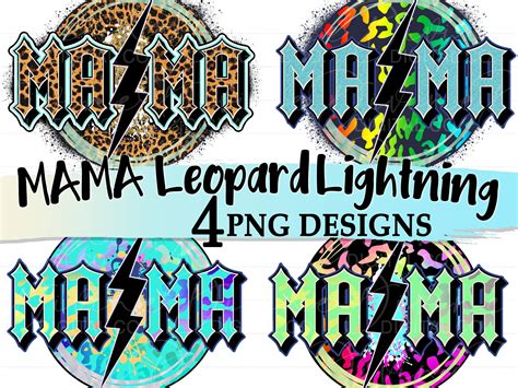 Mama Lightning Bolt Leopard Cheetah Print Sublimation Designs Etsy