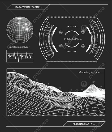 Ilustrasi Vektor Hud Militer Futuristik Dengan Layar Radar Biru Dan