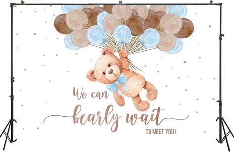 HUAYI We Can Bearly Wait To Meet You Baby Shower Backdrop Teddy Bear