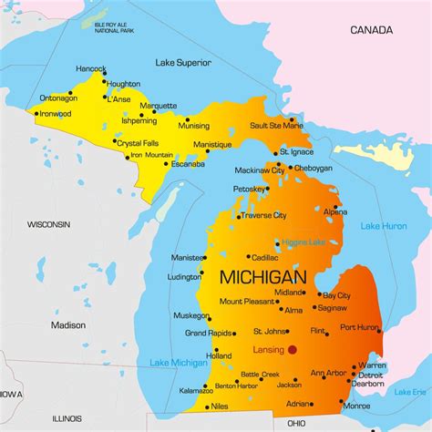 Map Of Michigan And Flag Michigan Outline Cities Counties And Road