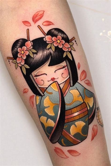 The Simplest Guide To Geisha Tattoo Meanings Doll Tattoo Kokeshi