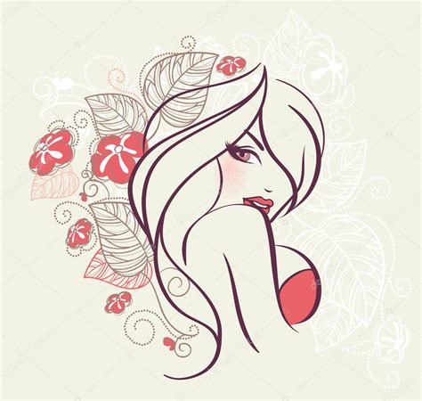 Belleza Mujer Floral Vector De Stock De ©sonneon 13278926