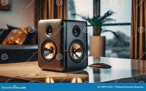 Premium Mini Audio Speakers in Modern Living Stock Illustration ...