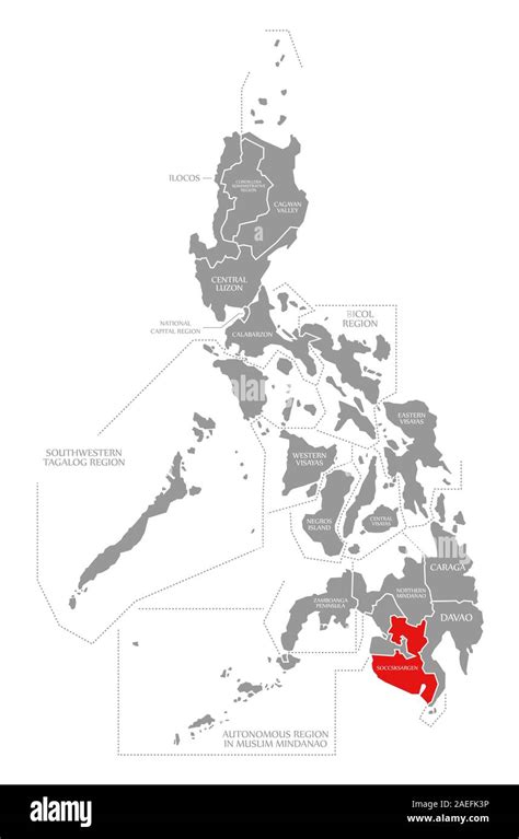 Soccsksargen red highlighted in map of Philippines Stock Photo - Alamy