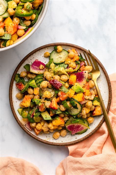 Spicy Peach and Chickpea Salad - From My Bowl