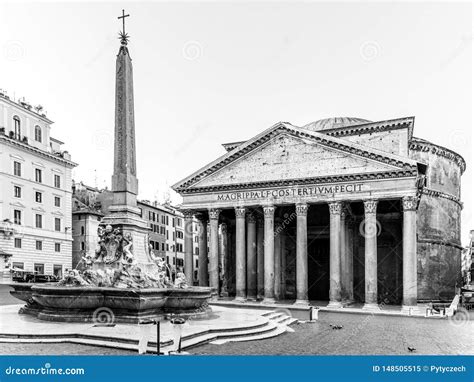 Pante N Y Fontana Del Pantheon Con El Obelisco Monumental En El Della