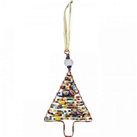 Upcycling Christbaumschmuck Perlenanhänger Baum Rainbow Klein